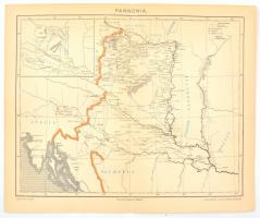 Pannonia térképe, kiadja: Pallas Részvénytársaság Nyomdája, 24×29 cm