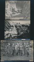 cca 1916 3 db katonai fotó, fotólap. Katonák gázálarcban