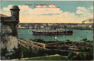 1923 Havana, La Habana, Havanna; Vista desde la Cabana / View from Cabana Fortress, ocean liner steamship (EK)