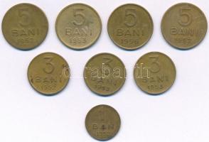 Románia 1952-1957. 1b - 5b (8db, 7xklf) T:1-,2, horpadás Romania 1952-1957. 1 Ban - 5 Bani (8pcs, 7xdiff) C:AU,XF dent