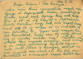 1940 May Elemér zsidó 203/6. táb. KMSZ (közérdekű munkaszolgálatos) levele szüleinek és feleségének ...