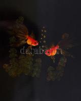 XX sz. eleje: Sakk és dáma készlet. Nagy méretű, kézzel festett, lakkozott fa, hal és vízi motívumok...