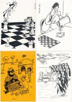 21 db MODERN sakk motívumlap, Helge Hau szignóval / 21 modern chess motive postcards signed by Helge Hau