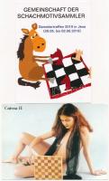 19 db MODERN sakk motívumlap: közte pár erotikus / 19 modern chess motive postcards: some erotic
