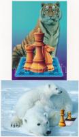 10 db MODERN Caissa Kft. sakk motívumlap: állatokkal / 10 modern chess motive postcards: animals