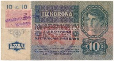 1915. 10K hamis szerb bélyeggel és Montenegró bélyegzéssel T:III