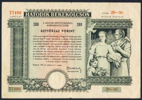 1955. "Hatodik Békekölcsön" nyereménykölcsöne 200Ft-ról