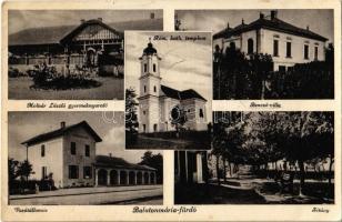 1936 Balatonmáriafürdő, Molnár László gyermeknyaraló, Római katolikus templom, Bencsó villa, Vasútállomás, sétány