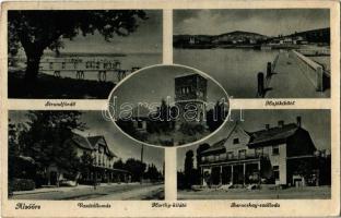 1942 Alsóörs, Strandfürdő, fürdőzők, Hajókikötő, Vasútállomás, Horthy-kilátó, Baracskay szálloda (EK)