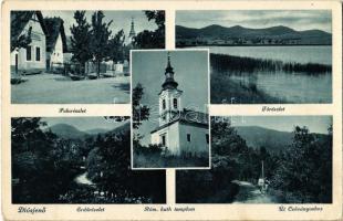 1941 Diósjenő, Falu részlet, Községháza, Tó, Római katolikus templom, Erdő, Út a Csóványoshoz