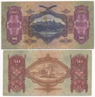 1930. 100P + 1932. 50P + 1936. 10P + 1941. 20P mind zöld színű, hamis nyilaskeresztes felülbélyegzés...