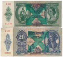 1932. 50P (2x) + 1936. 10P + 1941. 20P mind zöld színű, hamis nyilaskeresztes felülbélyegzéssel T:II...