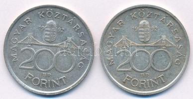 1992. 200Ft Ag "MNB" (2x) T:1- Adamo F13