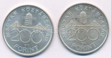 1992. 200Ft Ag "MNB" (2x) T:1-,2 kis patina, kis ph. Adamo F13