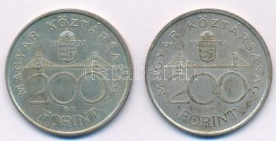 1992. 200Ft Ag "MNB" (2x) T:2 patina, kis ph. Adamo F13