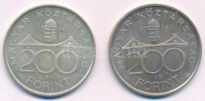 1994. 200Ft Ag "Deák" (2x) T:1- kis patina Adamo F13.1