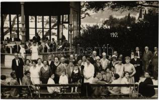 1927 Abbazia, Opatija; park, zenekar a zene pavilonban / park, music pavilion with music band. Foto Mayer photo