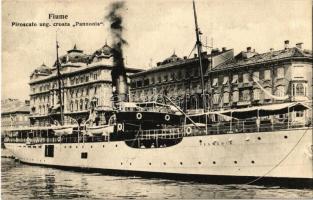 1910 Fiume, Rijeka; Pannónia kivándorlási hajó a kikötőben / Piroscafo ung. croata Pannonia / Emigration ship Cunard Line SS Pannonia in the port