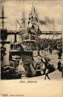 Fiume, Rijeka; móló érkező gőzhajóval / Molo Adámich / pier with arriving steamship (EK)