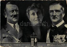 Der Führer, Frau von Horthy, Admiral von Horthy; Verlag Wilhelm Stiewe / Hitler, Horthy, Purgly 1938 Berlin Deutschlandreisse Reichsverweser von Horthy So. Stpl (EB)