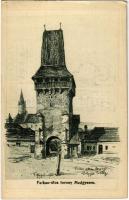 Medgyes, Mediasch, Medias; Farkas utcai torony. József főherceg vezérezredes Hadikiállítása Budapest-Margitsziget / tower
