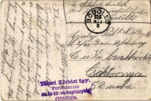 1916 Gödöllő, Art Nouveau mozaik + "Tábori Kórházi ügy. portómentes cs. és kir. várkapitányság ...