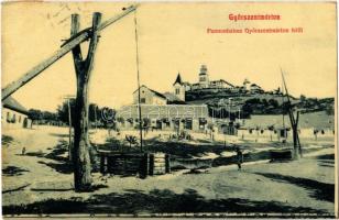 1913 Pannonhalma Győrszentmárton felől, tér, gémes kút. W.L. 2507.  (fl)