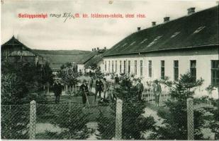 1909 Szilágysomlyó, Simleu Silvaniei; M. kir. Földműves iskola, utcai rész. Heimlich K. kiadása / farmers school