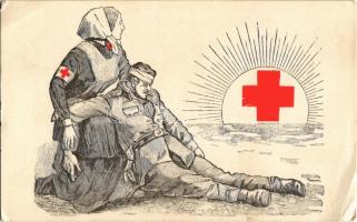 A Vörös Kereszt Egyesület segélylapja / WWI K.u.K. (Austro-Hungarian) Red Cross military charity propaganda card (EB)