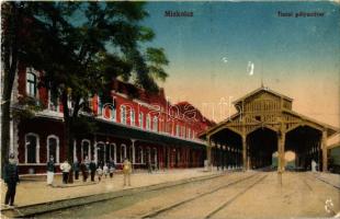 1918 Miskolc, Tiszai pályaudvar, vasútállomás, faszerkezetes váró. 1917. Vasúti Levelezőlapárusítás  (ragasztónyom / gluemark)