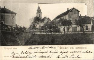 1904 Szentgotthárd, Rába parti rész, templom, tűzoltó szertár. Wellisch Béla kiadása, Art Nouveau (apró szakadás / tiny tear)