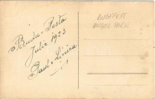 1923 Budapest XIV. Angol Park a Városligetben, dodzsem, Radex cigaretta reklám. photo