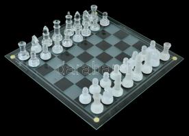 Üveg sakk készlet eredeti dobozában / glass chess 28x28 cm