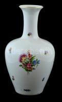 Herendi virág mintás porcelán váza. Kézzel festett, jelzett, hibátlan. 28 cm