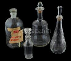 XX. sz. eleje: 4 db üvegdugós üveg. italos, gyógyszeres. M 18 -28 cm