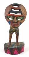 Istenábrázolás. Afrikai faragott, kézzel festett fa szobor. 32 cm