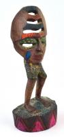 Istenábrázolás. Afrikai faragott, kézzel festett fa szobor. 32 cm