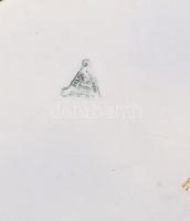 XIX. sz vége: Francia fajansz edényalátét. Jelzett. Kézzel festett. kopásokkal. d: 25,5 cm