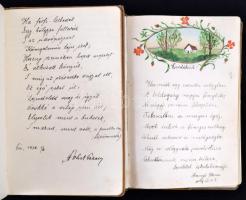 cca 1928-32 2db emlékkönyv több rajzzal, kopottas állapotban