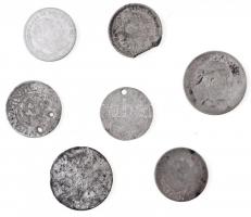 7db-os rossz állapotú ezüstérme tétel, közte "1871. 10kr Ag T:3-,4