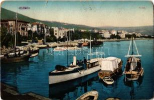 Abbazia, Opatija; Hafen / port, steamships, sailing vessels (kopott sarkak / worn corners)