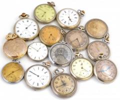 15 darabos zsebóra gyűjtemény. Három darab kisebb javításra szorul, az egyik antik ezüst, kulcsos. E...