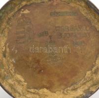 1930 Töltényhüvelyből készített díszes váza, jelzett. készítette vitéz Jobb Sándor, Budapest. 21 cm