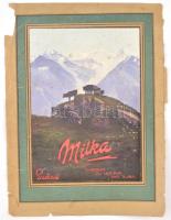 1913 Milka csoki reklám, papír sérült, hiányos papírlapon (LIllustration, 1913. május 3.), kissé foltos, hajtásnyommal, 20x29 cm, papírlap: 40x30 cm
