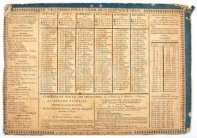1822 Francia nyelvű naptár, Rennes, kopott és sérült, 22,5x32,5 cm