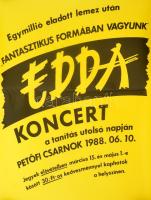 1988 EDDA koncert plakátja, hajtott, 67×49 cm