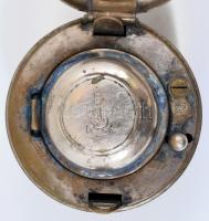 cca 1890-1910 Úti tintartó üveg betéttel, gombbal nyitható fedéllel, tetején neorokokó díszítéssel, ...