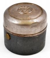 cca 1890-1910 Úti tintartó üveg betéttel, gombbal nyitható fedéllel, tetején neorokokó díszítéssel, ...