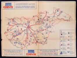 cca 1940 Budapest térkép/Magyarország térkép, Corvin Áruház kétoldalas térképe, "Grand Hotel Pa...