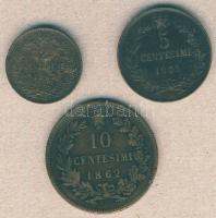 Olaszország 1862-67. 2c, 5c, 10c T:3
